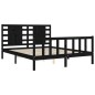 vidaXL Giroletto con Testiera Nero 5FT King Size in Legno Massello vidaXL Giroletto con Testiera Nero 5FT King Size in Legno Massello