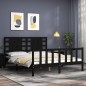 vidaXL Giroletto con Testiera Nero 160x200 cm Legno Massello vidaXL Giroletto con Testiera Nero 160x200 cm Legno Massello