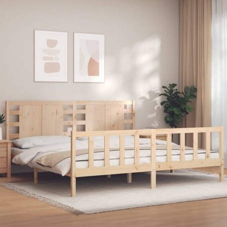 vidaXL Giroletto con Testiera 6FT Super King in Legno Massello