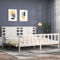 vidaXL Giroletto con Testiera Bianco 200x200 cm in Legno Massello vidaXL Giroletto con Testiera Bianco 200x200 cm in Legno Massello