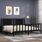 vidaXL Giroletto con Testiera Nero 200x200 cm in Legno Massello vidaXL Giroletto con Testiera Nero 200x200 cm in Legno Massello