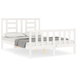 vidaXL Giroletto con Testiera Bianco 4FT Small Double Legno Massello