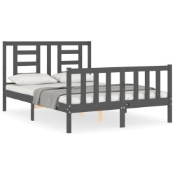 vidaXL Giroletto con Testiera Grigio 140x190 cm in Legno Massello