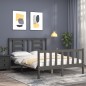 vidaXL Giroletto con Testiera Grigio 140x190 cm in Legno Massello