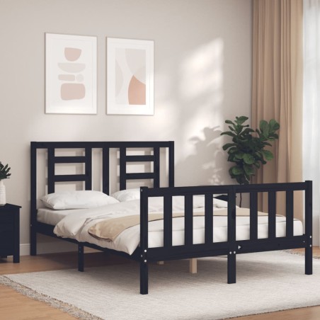 vidaXL Giroletto con Testiera Nero 140x190 cm in Legno Massello