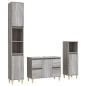 Set Mobili da Bagno 3 pz Grigio Sonoma in Legno Multistrato Set Mobili da Bagno 3 pz Grigio Sonoma in Legno Multistrato