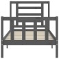 vidaXL Giroletto con Testiera Grigio 100x200 cm in Legno Massello