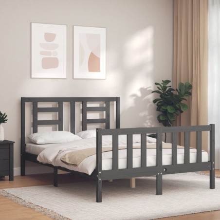 vidaXL Giroletto con Testiera Grigio 120x200 cm in Legno Massello