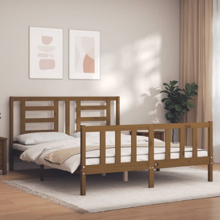 vidaXL Giroletto con Testiera Miele 5FT King Size in Legno Massello