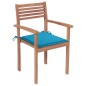 Sedie da Giardino 4 pz con Cuscini Blu Massello di Teak Sedie da Giardino 4 pz con Cuscini Blu Massello di Teak
