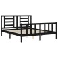 vidaXL Giroletto con Testiera Nero 5FT King Size in Legno Massello vidaXL Giroletto con Testiera Nero 5FT King Size in Legno Massello