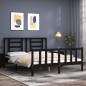 vidaXL Giroletto con Testiera Nero 160x200 cm Legno Massello vidaXL Giroletto con Testiera Nero 160x200 cm Legno Massello