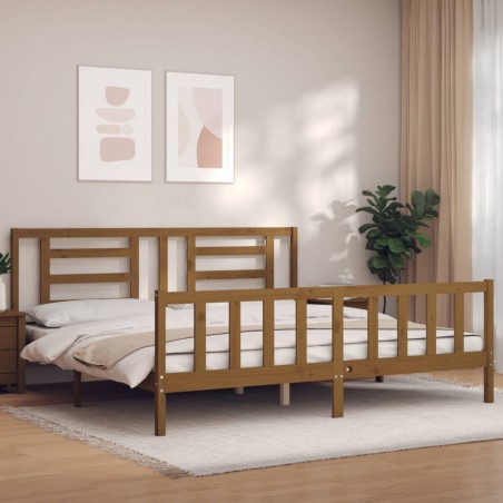 vidaXL Giroletto con Testiera ambra 200x200 cm in Legno Massello
