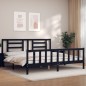 vidaXL Giroletto con Testiera Nero 200x200 cm in Legno Massello vidaXL Giroletto con Testiera Nero 200x200 cm in Legno Massello