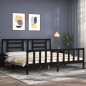 vidaXL Giroletto con Testiera Nero 200x200 cm in Legno Massello vidaXL Giroletto con Testiera Nero 200x200 cm in Legno Massello