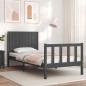 vidaXL Giroletto con Testiera Grigio Single in Legno Massello
