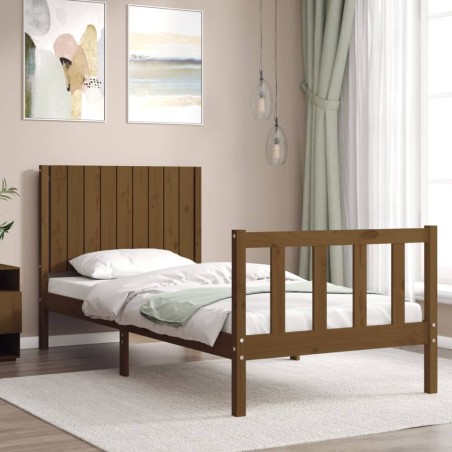 vidaXL Giroletto con Testiera Miele 3FT Single in Legno Massello