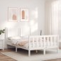 vidaXL Giroletto con Testiera Bianco Small Double Legno Massello vidaXL Giroletto con Testiera Bianco Small Double Legno Massello