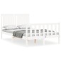 vidaXL Giroletto con Testiera Bianco Small Double Legno Massello vidaXL Giroletto con Testiera Bianco Small Double Legno Massello