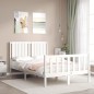 vidaXL Giroletto con Testiera Bianco Small Double Legno Massello vidaXL Giroletto con Testiera Bianco Small Double Legno Massello