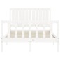 vidaXL Giroletto con Testiera Bianco Small Double Legno Massello vidaXL Giroletto con Testiera Bianco Small Double Legno Massello