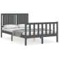 vidaXL Giroletto con Testiera Grigio 4FT Small Double Legno Massello vidaXL Giroletto con Testiera Grigio 4FT Small Double Legno Massello