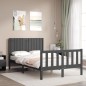 vidaXL Giroletto con Testiera Grigio 4FT Small Double Legno Massello vidaXL Giroletto con Testiera Grigio 4FT Small Double Legno Massello