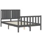 vidaXL Giroletto con Testiera Grigio 4FT Small Double Legno Massello vidaXL Giroletto con Testiera Grigio 4FT Small Double Legno Massello