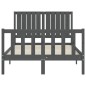 vidaXL Giroletto con Testiera Grigio 4FT Small Double Legno Massello vidaXL Giroletto con Testiera Grigio 4FT Small Double Legno Massello