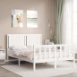 vidaXL Letto senza Materasso Bianco 140x190 cm Legno Massello di Pino vidaXL Letto senza Materasso Bianco 140x190 cm Legno Massello di Pino
