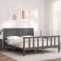 vidaXL Giroletto con Testiera Grigio 5FT King Size in Legno Massello vidaXL Giroletto con Testiera Grigio 5FT King Size in Legno Massello