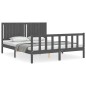 vidaXL Giroletto con Testiera Grigio 5FT King Size in Legno Massello vidaXL Giroletto con Testiera Grigio 5FT King Size in Legno Massello