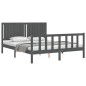 vidaXL Giroletto con Testiera Grigio 5FT King Size in Legno Massello vidaXL Giroletto con Testiera Grigio 5FT King Size in Legno Massello