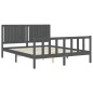 vidaXL Giroletto con Testiera Grigio 5FT King Size in Legno Massello vidaXL Giroletto con Testiera Grigio 5FT King Size in Legno Massello
