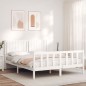 vidaXL Giroletto con Testiera Bianco 160x200 cm Legno Massello vidaXL Giroletto con Testiera Bianco 160x200 cm Legno Massello