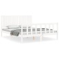 vidaXL Giroletto con Testiera Bianco 160x200 cm Legno Massello vidaXL Giroletto con Testiera Bianco 160x200 cm Legno Massello