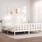 vidaXL Giroletto con Testiera Bianco 200x200 cm in Legno Massello vidaXL Giroletto con Testiera Bianco 200x200 cm in Legno Massello