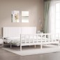 vidaXL Giroletto con Testiera Bianco 200x200 cm in Legno Massello vidaXL Giroletto con Testiera Bianco 200x200 cm in Legno Massello