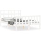 vidaXL Giroletto con Testiera Bianco 4FT Small Double Legno Massello vidaXL Giroletto con Testiera Bianco 4FT Small Double Legno Massello