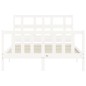 vidaXL Giroletto con Testiera Bianco 4FT Small Double Legno Massello vidaXL Giroletto con Testiera Bianco 4FT Small Double Legno Massello