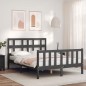vidaXL Giroletto con Testiera Grigio 4FT Small Double Legno Massello