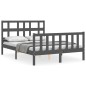vidaXL Giroletto con Testiera Grigio 4FT Small Double Legno Massello