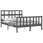 vidaXL Giroletto con Testiera Grigio 4FT Small Double Legno Massello