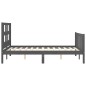 vidaXL Giroletto con Testiera Grigio 4FT Small Double Legno Massello