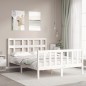 vidaXL Giroletto con Testiera Bianco 140x200 cm in Legno Massello vidaXL Giroletto con Testiera Bianco 140x200 cm in Legno Massello
