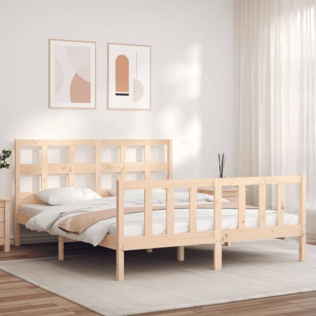 vidaXL Giroletto con Testiera 5FT King Size in Legno Massello