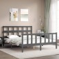 vidaXL Giroletto con Testiera Grigio King Size in Legno Massello vidaXL Giroletto con Testiera Grigio King Size in Legno Massello