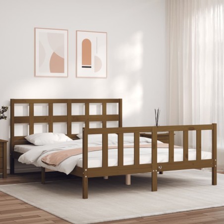 vidaXL Giroletto con Testiera Miele 5FT King Size in Legno Massello