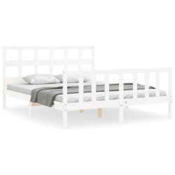 vidaXL Giroletto con Testiera Bianco 160x200 cm Legno Massello
