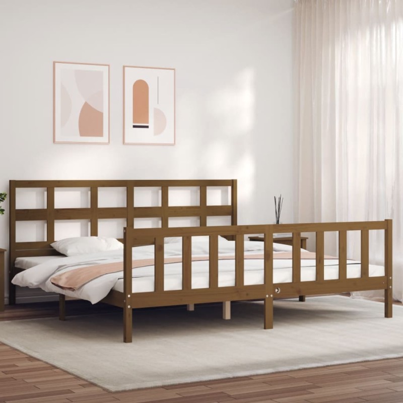 vidaXL Giroletto con Testiera Miele 6FT Super King in Legno Massello